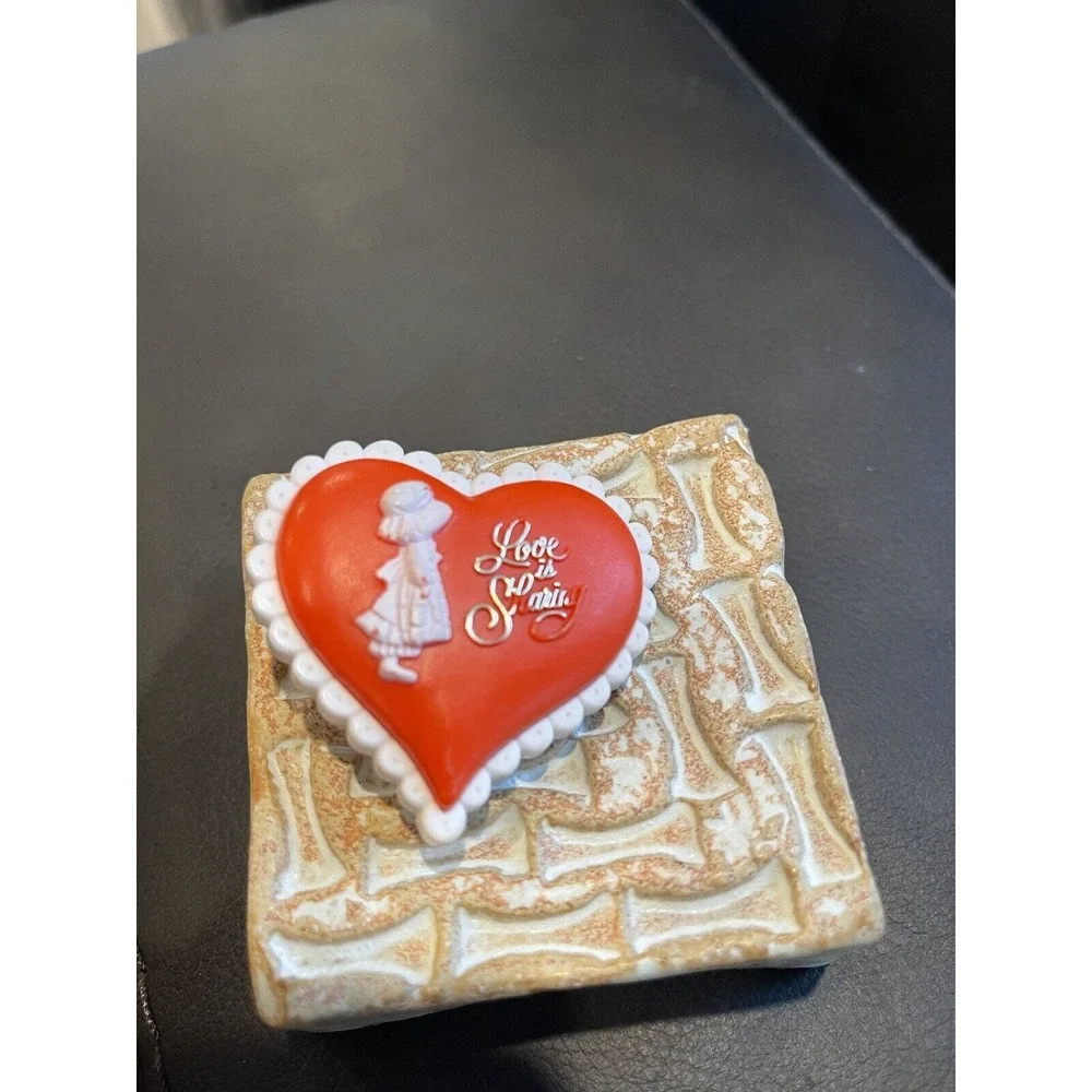1980s Fashion Pin - Love is Sharing Heart Shped - Plastic Pin